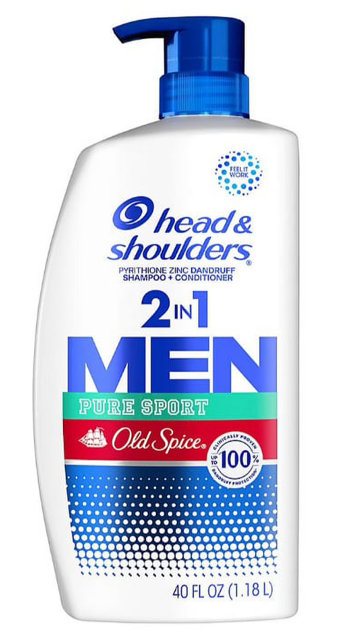 Head and Shoulders Men's 2-in-1 Dandruff Shampoo and Conditioner - Old Spice Pure Sport, 40 oz.