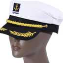 Captain Yacht Hat Boating Cap, Adjustable Sailor Marine Admiral Cosplay Hat for Men Women Kids Halloween Party Costume Accessories, White (White)