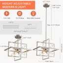 Brushed Nickel Chandelier 8 Lights Modern Geometric Pendant Light Farmhouse Ceiling Light Fixture for Dining Room Kitchen Island Living Room Bedroom Hallway