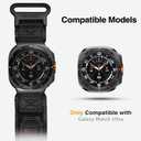 Nereides Rugged Nylon Band for Samsung Galaxy Watch Ultra (2025/2024) 47mm, One-Click No Gap Woven Fabric Strap, Adjustable Sport Wristband for Men Women (Black)