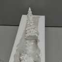 Juegoal Christmas Tree Table Decorations Set of 2, 9.5" White Glittered Xmas Pine Trees, Winter Snow Ornaments Tabletop Resin Trees Dinner Holiday Party Supplies Winter Mantle Shelf Centerpieces Decor