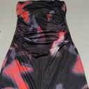 VIPONES Women's Summer Tube Dress Ruched Bodycon Y2K Slim Fit Party Club Cocktail Short Mini Floral Dresses, Size XS