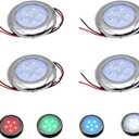Marine Boat Courtesy Lights, 3 Inch RGBW LED Cabin Light, IP67 Waterproof Stainless Steel Interior Exterior Deck Dome Lamp for Fishing Pontoon Bass Sailboat 12V (4 Pcs)