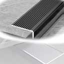 Stair Edge Trim 36" Aluminum Stair Nosing, Non-Slip Stair Edge Protector L Molding Edging Trim Strip for Staircase Step (Black, Pack of 2)