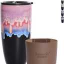 Bosmarlin Ceramic Travel Coffee Mug with Lid, 21 oz, Portable Coffee Cup for Car Cup Holder, Microwave and Dishwasher Safe, Reactive Glaze (Pink)