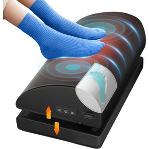 Foot Rest for Under Desk at Work, Heated Foot Stool with Vibration Massage, Adjustable Height Memory Foam Foot Stool,2 Heat Levels Ergonomic Desk Footrest