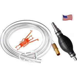 GasTapper Fuel Transfer Pump - Gas Siphon Pro Pump for Gasoline, Oil, Diesel, Water, Liquid, Fluid w/ 9 Ft Hose - Portable Hand Gas Pump Includes Brass Tip Weight and Pinch Clip - 3.5 Gls/Min