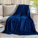 JIAHANNHA Classic Blue Throw Blanket Fleece Blanket Throw Size(50 by 60 Inches), Super Soft Cozy Plush Blanket for Couch Sofa Bed, Lightweight Warm Bed Blankets for Adults, All Season