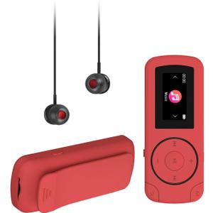 64GB Sport Clip on MP3 Player with Bluetooth- Superlight Mini MP3 Player with Clip and Recorder, MicroSD Support, Shuffle Playback for Running, Cycling, Hiking, Climbing and Yoga(No Speaker) (Coral Red)