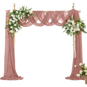 VACVELT Wedding Arch Draping Fabric Dusty Rose Chiffon, 1 Panel Sheer Drapes 30 Inch x 20ft Chiffon Backdrop Curtain Decor, Outdoor Sheer Drapery for Ceremony Party Ceiling