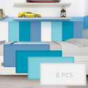 8 Pack Wall Padding for Playroom Peel and Stick Headboard 15.75" x 7.87" x 1.18" 3D Anti Collision Upholstered Wall Panels Self Adhesive Headboard Panel for Protection (Blue Colors)