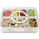 Divided Serving Tray with Lid and Handle,8 Compartments Snacks Box,Snack Fruit and Veggie Tray,Portable Platter for Candy Fruits Nuts Snack Party Entertaining Picnic (1 PCS)