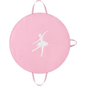 Tutu Garment Bag for Kids, 35" Tutu Bag for Hanging Clothes, Pancake Dance Bag for Dance Costume, Round Ballet Bag with 3 Handles for Children Girls, Pink (1 Pack)