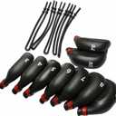 Golf Iron Covers, 9Pcs/Set GLOOF Golf Head Covers Black Silicone Rubber Golf Club Head Covers Fit All Brands