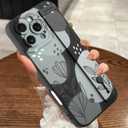 MOWIME Compatible with iPhone 16 Pro Max Case with Wrist Strap, Cute Floral Flower Shockproof Soft TPU Protective Cover for Women Girls, Slim Anti Scratch Case for iPhone 16 Pro Max 6.9 Inch, Black