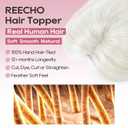 REECHO 10" Real Human Hair Topper for Women with Thinning Hair, Clip-in Crown Hairpiece for Instant Volume and Gray Root Coverage Real Hair Toppers Wiglett, Standard Base, Light Blonde