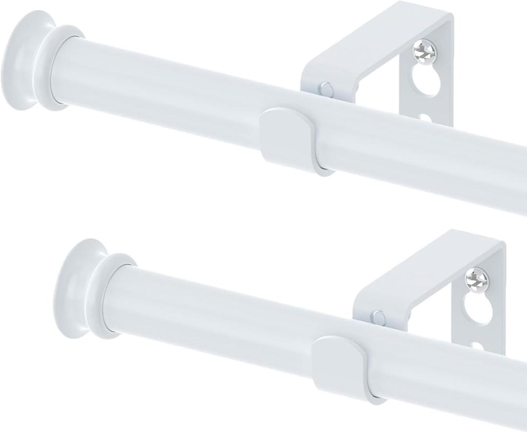 Curtain Rods 2 Pack 5/8 inch Curtain Rods for Windows 30 to 45 Inch with Brackets Easy to Install for Bedroom Living room Kitchen,White