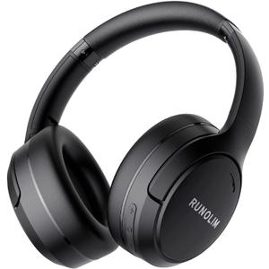 RUNOLIM Hybrid Active Noise Cancelling Headphones, Wireless Over Ear Bluetooth Headphones with Microphone, 70H Playtime, Foldable Headphone with HiFi Audio, Deep Bass for Home Travel Office (Black)