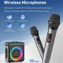 Karaoke Machine with 2 Wireless Rechargeable Microphones: Portable Bluetooth Speaker for Adults & Kids - PA System with Lights Supports TWS/TF Card/USB/AUX for Home Party