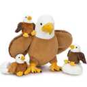Karister 6Pcs Bald Eagle Plush Toy, Mother Eagle Stuffed Animal with 3 Baby Eagles & 2 Eggs, 16" Cute Soft Stuffed Hawk Plushie for Girls Boys Kids, Christmas Birthday Gift for Bird Lovers