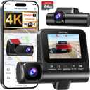 4K 3 Channel Dash Cam Front and Rear, Dash Camera for Cars, STARVIS 2 Sensor Dash Camera with HDR Night Vision, 24H Parking Mode Car Camera with GPS, Loop Recording (Black)