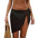 Bsubseach Women's Short Sarong Wraps Chiffon Polka Dot Bikini Swimsuit Cover Ups for Swimwear Black L