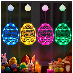 Mosoan 4 Pack Easter Egg Decorations Lights, Easter Eggs Window Lights with Suction Cup, Battery Operated Easter Lights Easter Window Decorations for Home Indoor Easter Party Decor