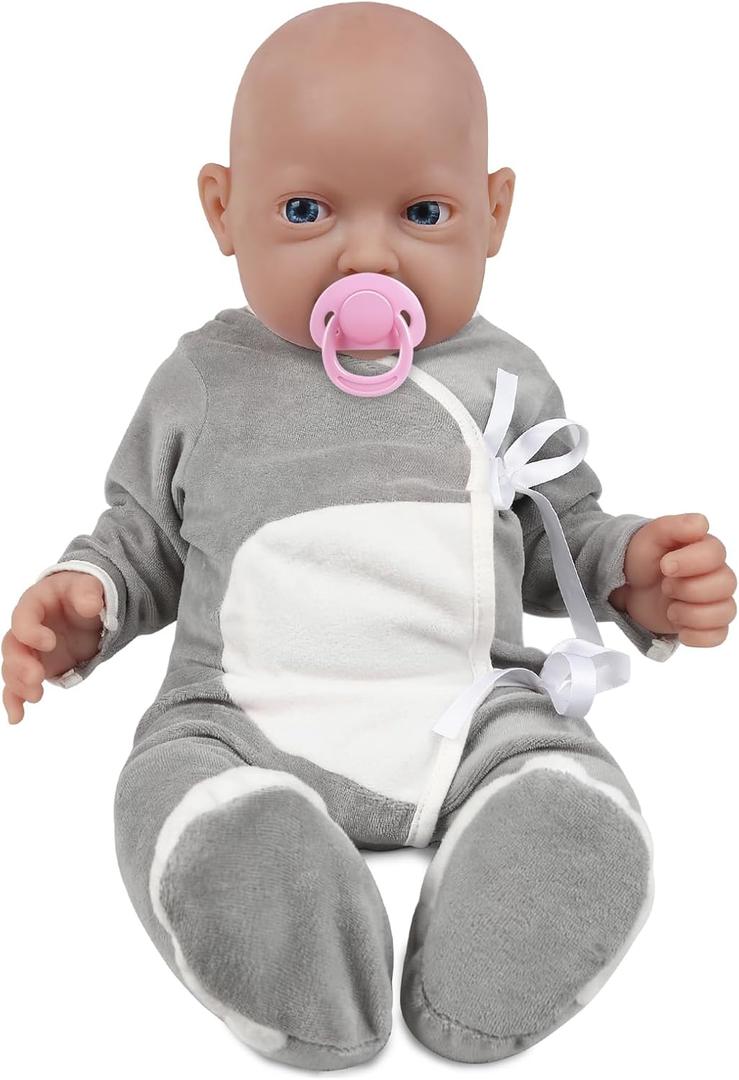 Vollence 23 inch Full Body Silicone Baby Dolls with Magnetic Mouth, Not Vinyl Dolls, Realistic Newborn Silicone Baby Dolls Gifts for Kids,Birthday Gifts Stress Relief for Adults - Boy