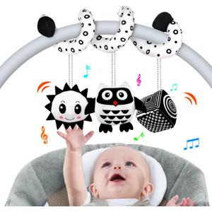 SAMMAS Baby Spiral Hanging Stroller and Car Seat Toys for Babies 0-6 Months Newborn Plush Activity Toys for Bed Bassinet Crib Baby Carrier Gifts (owl)