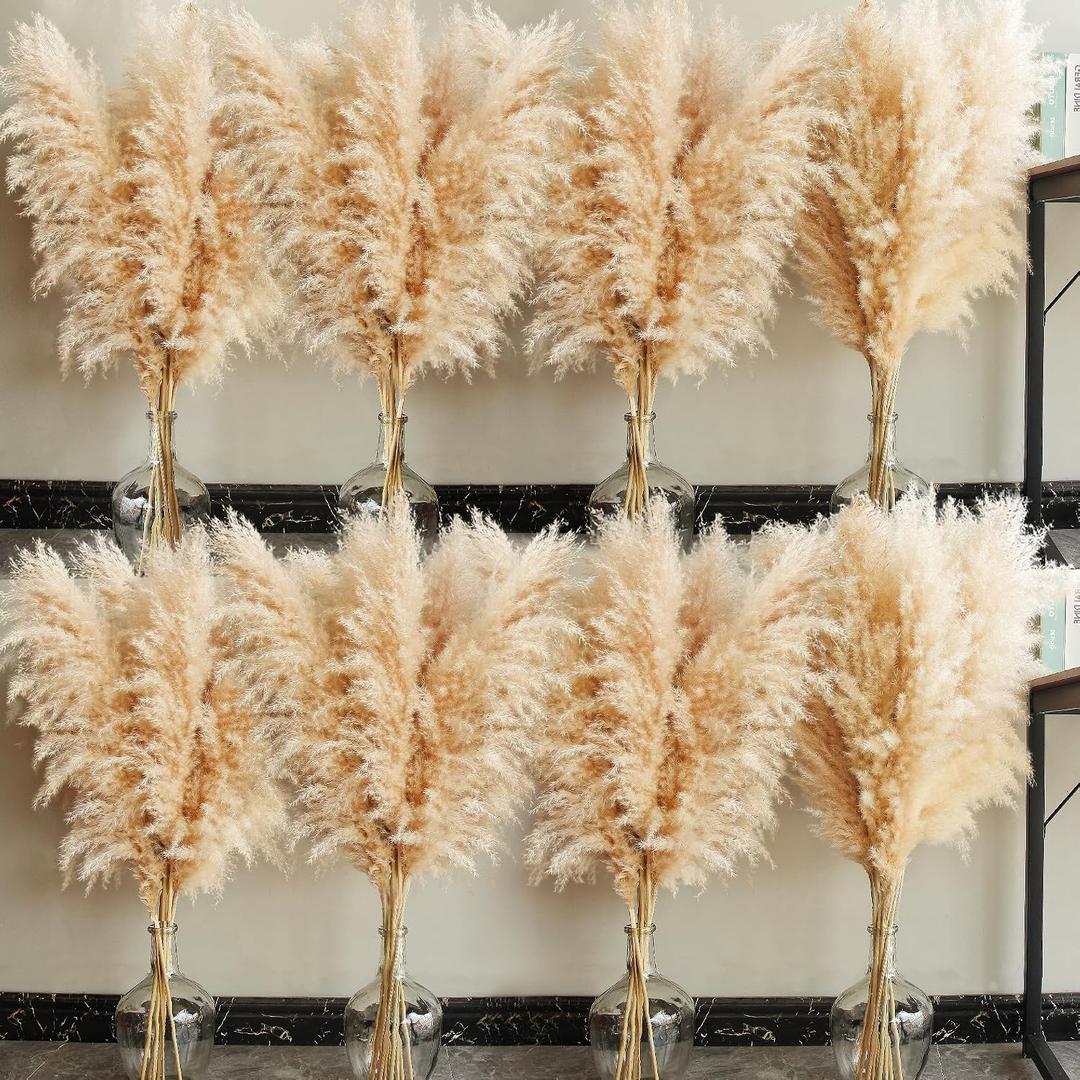 40" inch 40 Stems Natural Pampas Grass Decor Tall, pompas Grass, Tall Pampas Grass for Wedding, Party, Farmhouse, Boho Home Decor