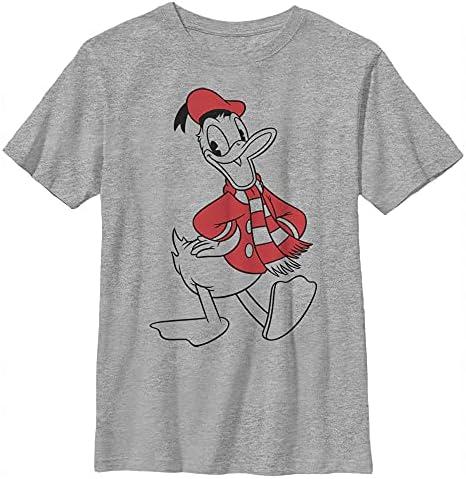 Disney Characters Donald Holiday Fill Boy's Heather Crew Tee, Small