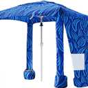 AMMSUN Beach Cabana, 6.5'×6.5' Beach Canopy, Easy Set up and Take Down, Cabana Tent with Sand Pockets, Instant Sun Shade with Side Wall, Sea Flow