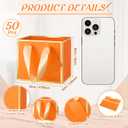 Yeaqee 50 Pcs Mini Metallic Paper Gift Bags with Handle 4x4.75x2.2'' Small Gift Bag DIY Tag Thank You Party Favor for Mother's Day Wedding Graduation Baby Shower Birthday Jewelry (Orange,Gold)