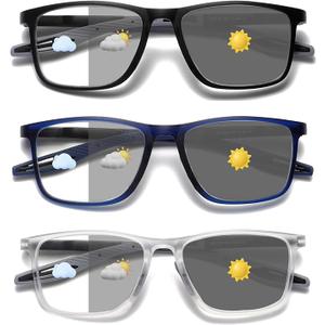 Hubeye TR90 Sports Reading Glasses for Men and Women Ultralight Flexible Anti-Blue Light Readers （Matte blue+Transparent，+1.25）