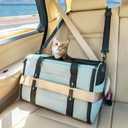 PETSFIT Soft-Sided Cat Carriers & Car Seats with Patent Safe Buckles, Clip-On Harness 18"x11"x11" Airline Approved Pet Carrier - 9 lbs Capacity (Cyan Blue) (Medium)