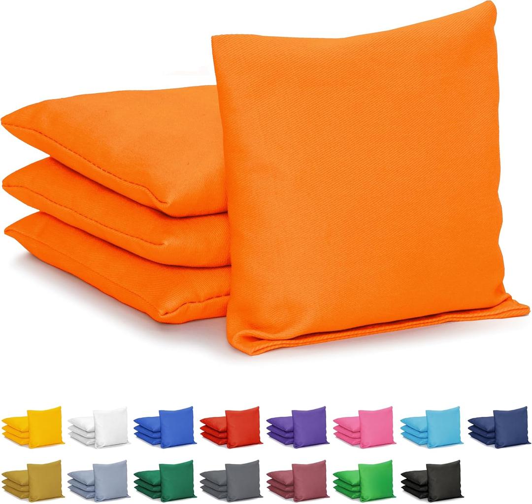 GoSports Classic Cornhole Bean Bags Set of 4-16 Colors - Regulation All Weather, Mix and Match (Orange)