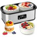 Yogurt Maker with Two 1 Quart Glass Bowls, Yogurt Maker Machine with Precise Temp Control (68-127℉) & 48H Timer, Auto Shut-Off, BPA-Free, for Homemade Probiotic Yogurt & Gut Health
