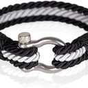 Durable Twisted Rope Mens Bracelet with Shackle | Elegant Re-Made Nautical Style | 5 Rope Colors, 2 Shackle Colors, 7 75 inch, paracord Stainless Steel