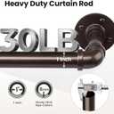 1 Inch Curtain Rods for Windows 66 to 120, Outdoor Industrial Adjustable Blackout Curtain Rod, Indoor Heavy Duty Wrap Around Drapery Pole, Bronze, 66-120"