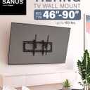 SANUS Tilting TV Wall Mount for 46" - 90” TVs or 150lbs - Premium Tilt Mount w/Universal Fit - Smooth 5.7" Extension Allows for Cable Management - Includes Hardware & Drill Template for Easy Install