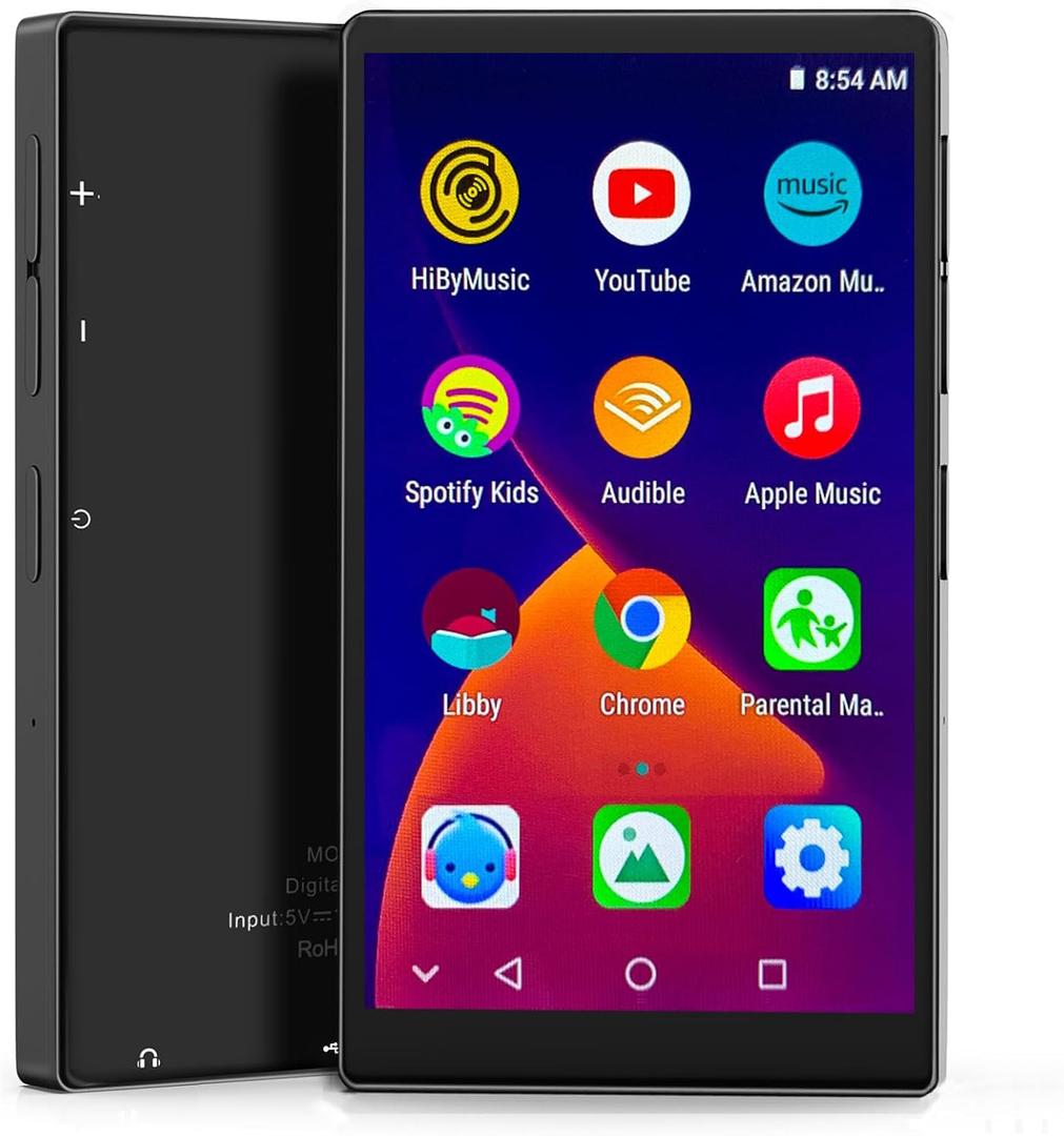 80GB MP3 Player with Bluetooth and WiFi, 4" Touchscreen MP4 MP3 Player with Spotify, Amazon Music, Play Store,FM Radio,Audible, Android Music Player with Speaker, Up to 1TB, Type-C Charging