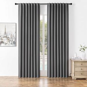 Joydeco Blackout Curtains 108 Inches Long, Thermal Insulated Black Out Curtains 2 Panels Set, Room Darkening Drapes for Living Room Window Rod Pocket Back Tab (W52 x L108 Inch, Light Grey)