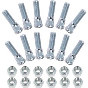 12Sets Wheel Stud with Nuts for Traile for Lippert Trailer for Axles 3500 lb to 4400 lb with 1/2"-20 UNF Thread Size, 0.617" Spline, 0.77" Head, 2.2" Total Length