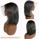 Belaved Grey Salt & Peppers 13x6 Bob Lace Front Wigs Human Hair No Shedding Short HD Straight Lace Frontal Real Human Hair 180% Density Pre Plucked Bleached Knots Glueless 12 Inch