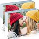 ILYXY 2 Pack Acrylic Frame 8.5x11, 20% Thicker, 24mm Thick Frameless Clear Picture Frame, Double Sided Magnetic Photo Frame, Free Standing Desktop Display Stand Acrylic Picture Frames