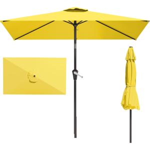 6.5' x 10' Rectangular Patio Umbrellas for Outdoor, Outdoor Table Umbrella, Large Outdoor Patio Umbrellas with 6 Sturdy Ribs for Market, Garden, Pool (Yellow)