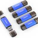 Vansuny 64GB 5 Pack USB Type-C Flash Drives 2-in-1 Dual Flash Drive USB A + USB C OTG Flash Drive for Android Smartphone Tablet Computer Laptop (Blue)
