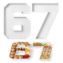 2 Pcs 67 Themed Birthday Party Decorations Six Seven Number Fillable Tray 6 7 Ice Cream 10'' Six Seven Birthday Party Decoration Cardboard Food Letter Tray for Food Candy Cake Dessert