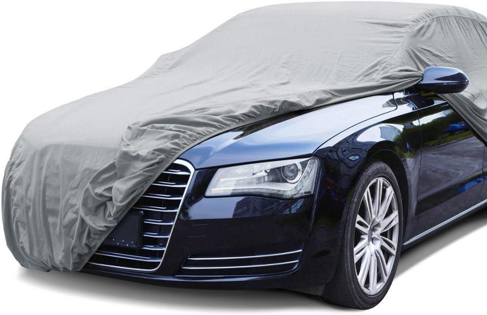 BDK Universal Fit Water Resistant All Weather Indoor Outdoor Car Cover for Sedan SUV Auto Vehicle - Protect from UV Light, Rain, Snow, Dust, Debris, Pollen, Tree Sap & More (S - 157in x 65in x 47in) - Gray