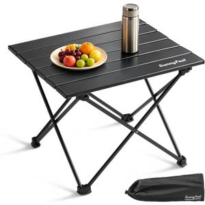 SUNNYFEEL Small Camping Table - Ultralight Portable Folding Table | Compact Foldable Aluminum Camp Table with Carry Bag for Beach, Fishing, Hiking, Picnic, Black